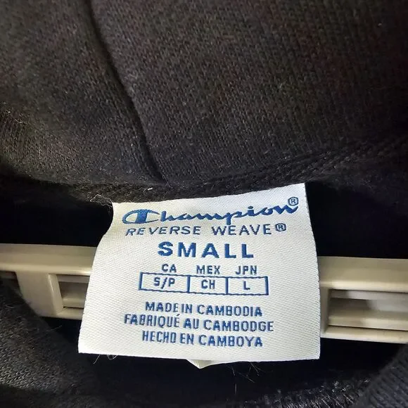 Champion Reverse Weave Hoodie Women's Size Small Pullover‎ Black Green Stripes - Picture 2 of 7